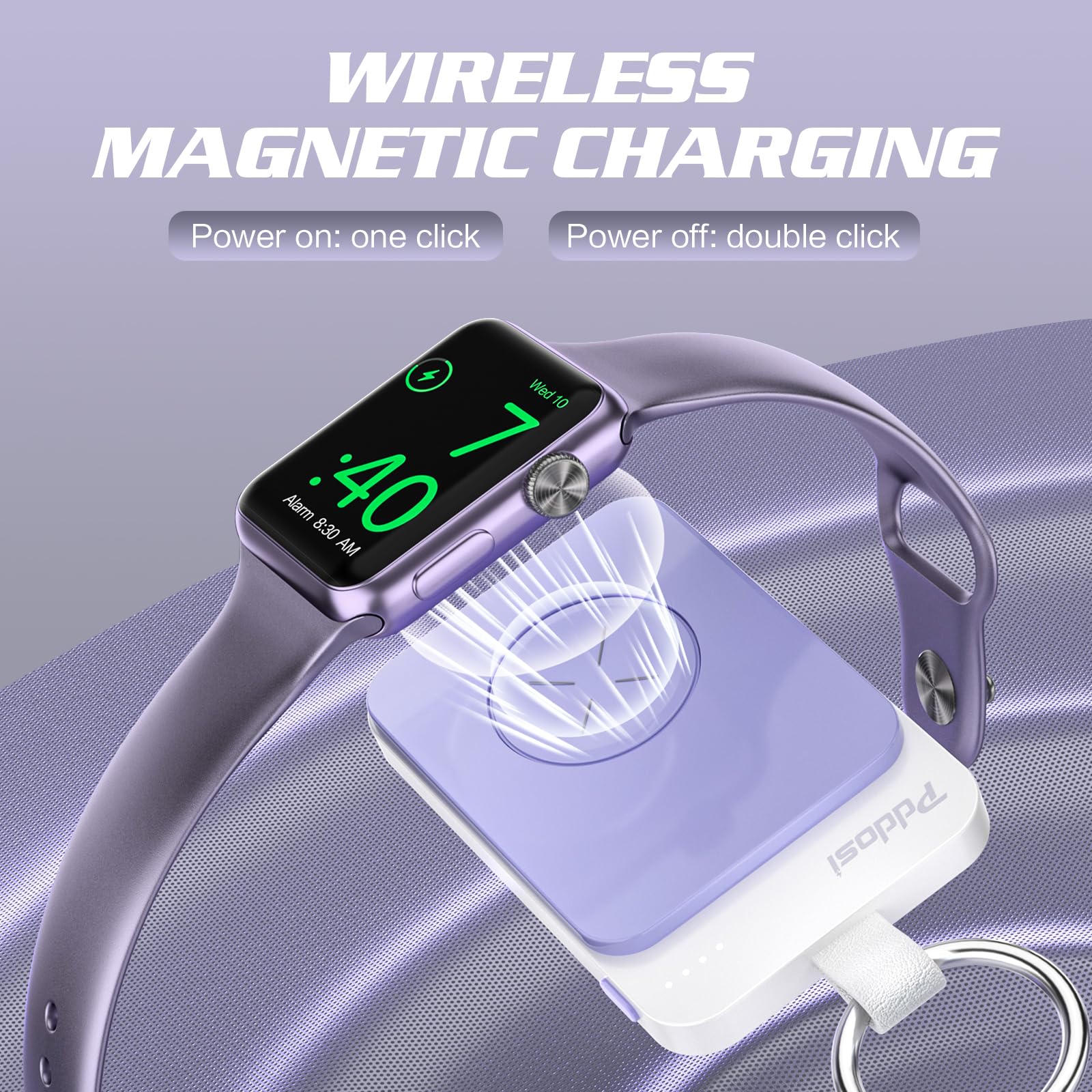 Portable Magnetic Charger for Apple Watch Series 10/9/8/7/6/5/4/3/2/SE/Ultra - 1500mAh Wireless Travel Charger with Keychain | Perfect for Gym, Travel & Everyday Use