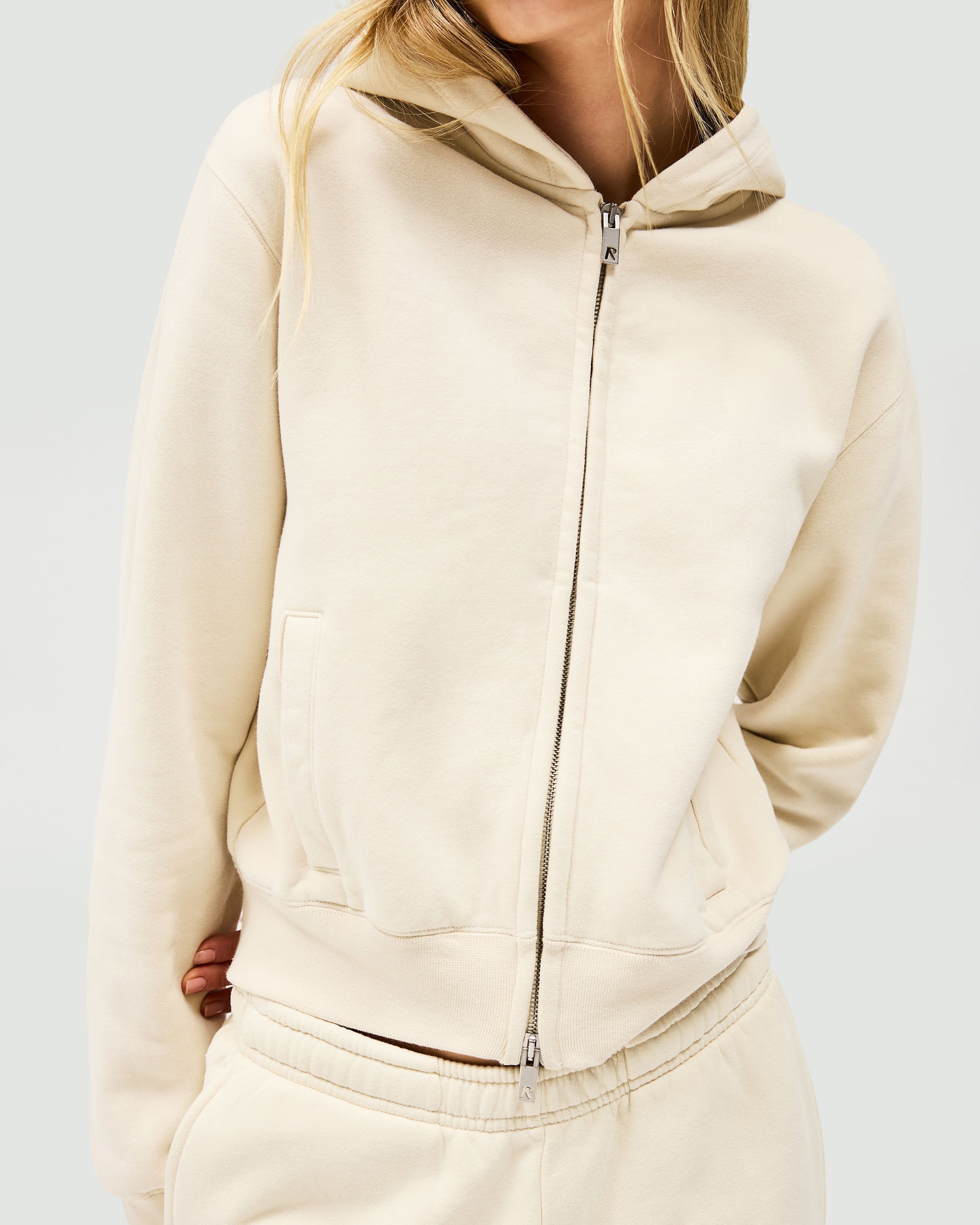 Owners Club Slim Zip Hoodie for Men & Women - Lightweight Fleece Pullover with Front Pockets - Oat Milk Color - Perfect for Casual Wear, Gym, and Outdoor Activities
