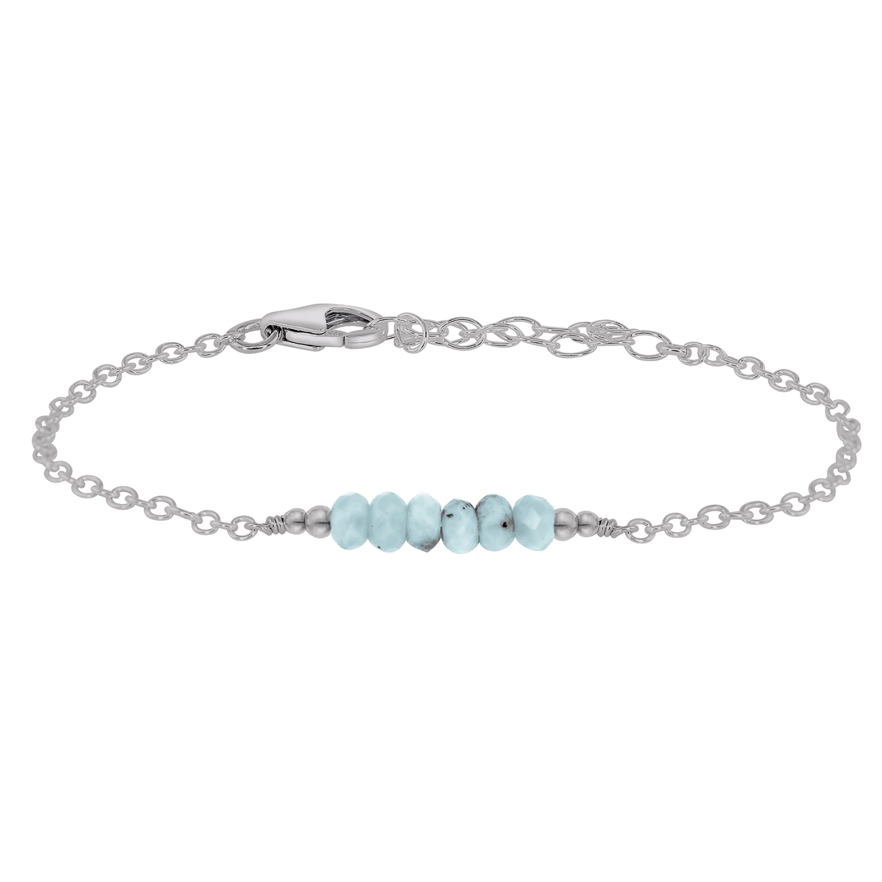 Sparkling Blue Larimar Gemstone Faceted Bead Bar Bracelet for Women | Handmade Healing Crystal Jewelry | Perfect for Yoga, Meditation & Boho Fashion