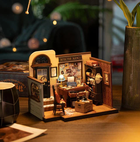 DIY Miniature Dollhouse Kit - Mose's Detective Agency | Creative Craft Project for Adults & Kids | Perfect for Home Decor, Gift Giving & Relaxation
