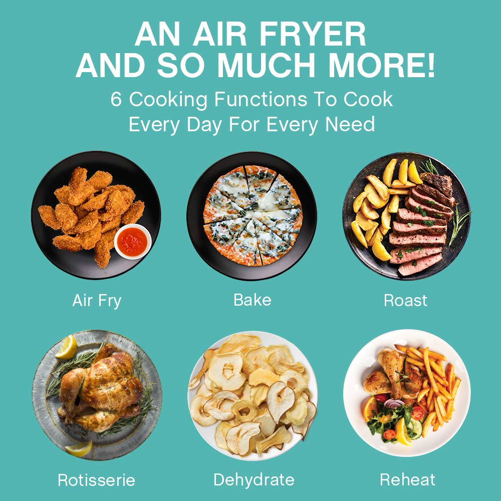 West Bend AFWB12BK13 12.6 Quart Digital Air Fryer Oven with Rotisserie - 1700W Countertop Convection Cooker with 10 Preset Menus for Roasting, Baking & Frying - Perfect for Family Dinners, Meal Prep & Healthy Cooking (Black)