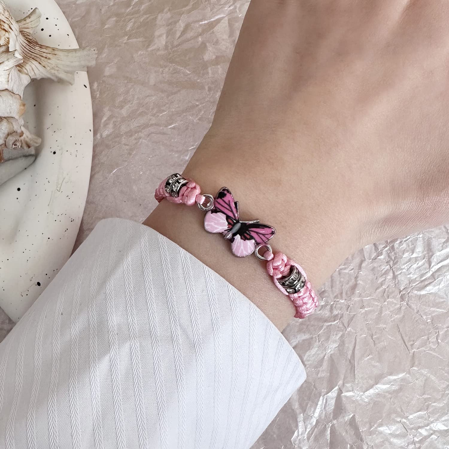 Always Believe in Yourself Butterfly Bracelet - Adjustable Braided Rope Charm Bracelet for Women, Lucky Friendship Matching Jewelry Gift for Best Friends, Birthday, Graduation & Everyday Wear