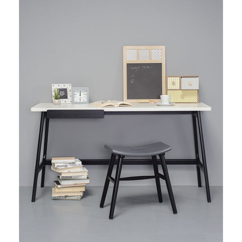 Modern MOREY Study Desk in White & Black - Perfect for Home Office, Dorm Room, and Small Spaces
