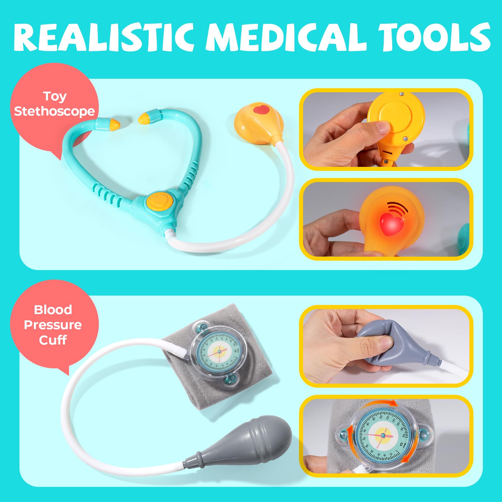 **Best Doctor Kit for Toddlers 3-5 Years - Pretend Play Medical Set with Stethoscope, Blood Pressure Cuff & Carrying Bag - Educational Dress Up Toys for Kids - Perfect for Preschool, Role Play & Birthday Gifts**