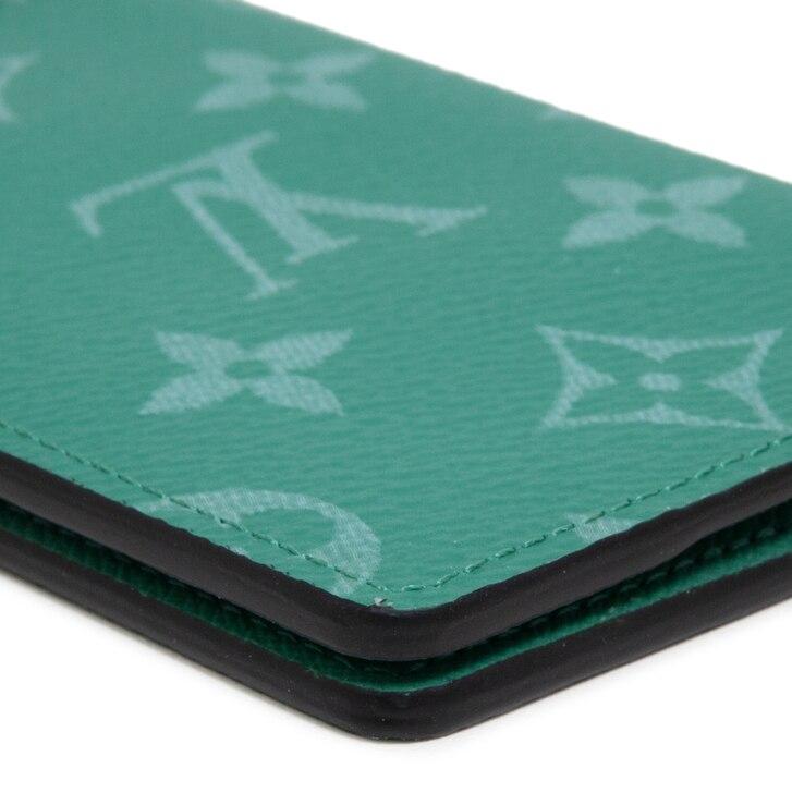 LV Taiga Monogram Vert Pocket Organizer - Slim Wallet for Men - Perfect for Business, Travel & Everyday Use