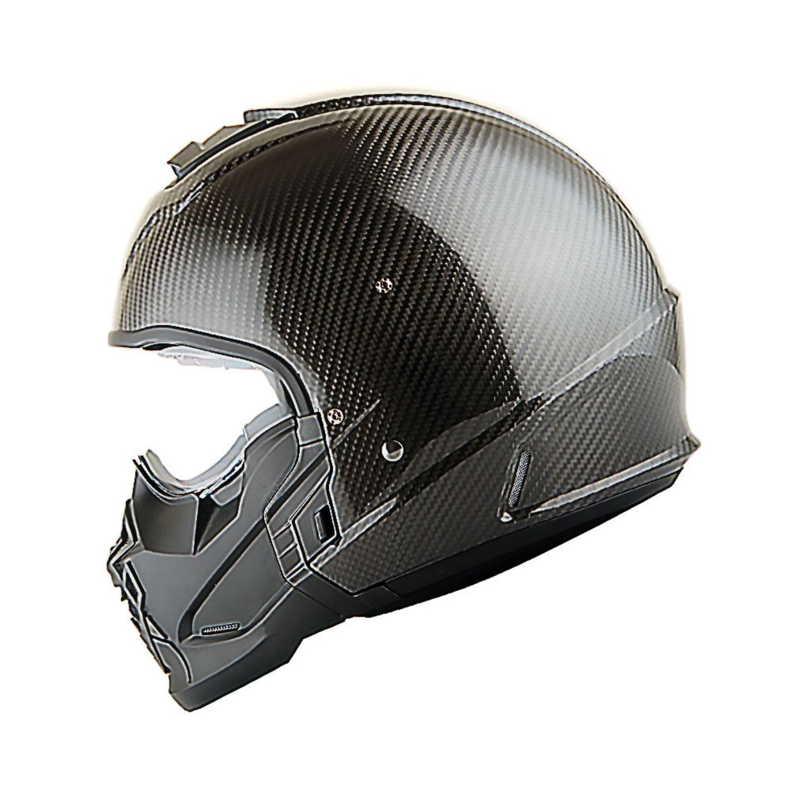 Martian Genuine Carbon Fiber Motorcycle Helmet HB-B2 - DOT Approved Full Face & Open Face Glossy Black - Lightweight & Durable for Street Riding, Racing & Commuting