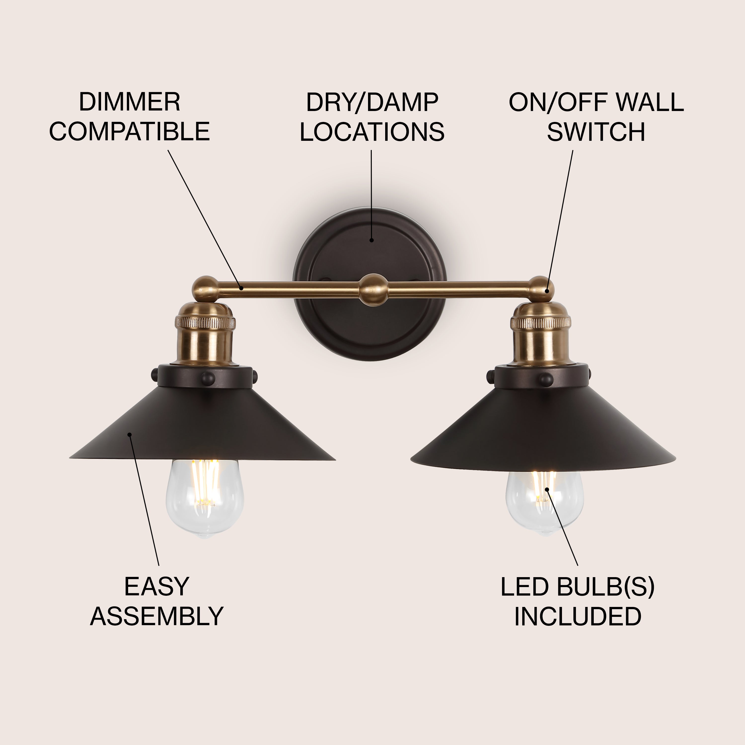 July Metal Shade Sconce - Vintage Wall Light Fixture for Bedroom, Living Room & Hallway - Matte Black Industrial Wall Sconce Lighting