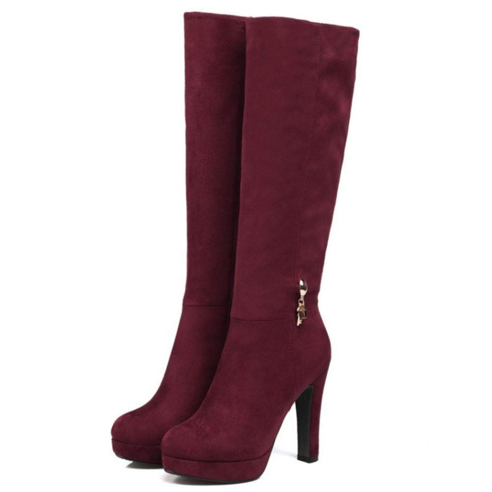 Scarouki Women's Elegant Mid-Calf Boots with Block Heels & Platform - Stylish Fall/Winter Fashion for Office, Dating & Night Out