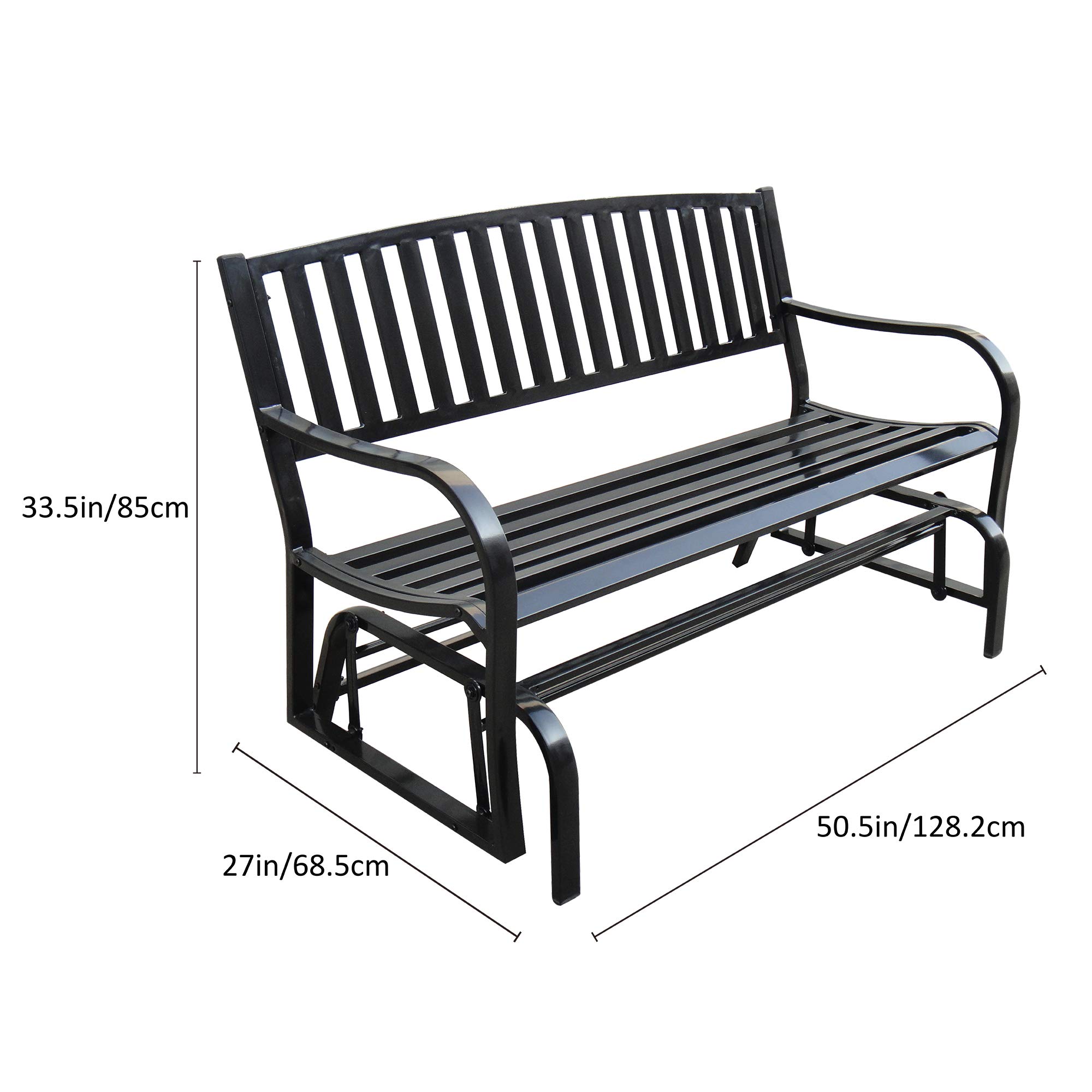 MAYPEX 4 Ft. Steel Patio Garden Glider Bench - 2-Person Outdoor Loveseat for Porch, Yard & Park - Durable Weather-Resistant Swing Bench for Relaxing in Garden, Backyard or Public Spaces