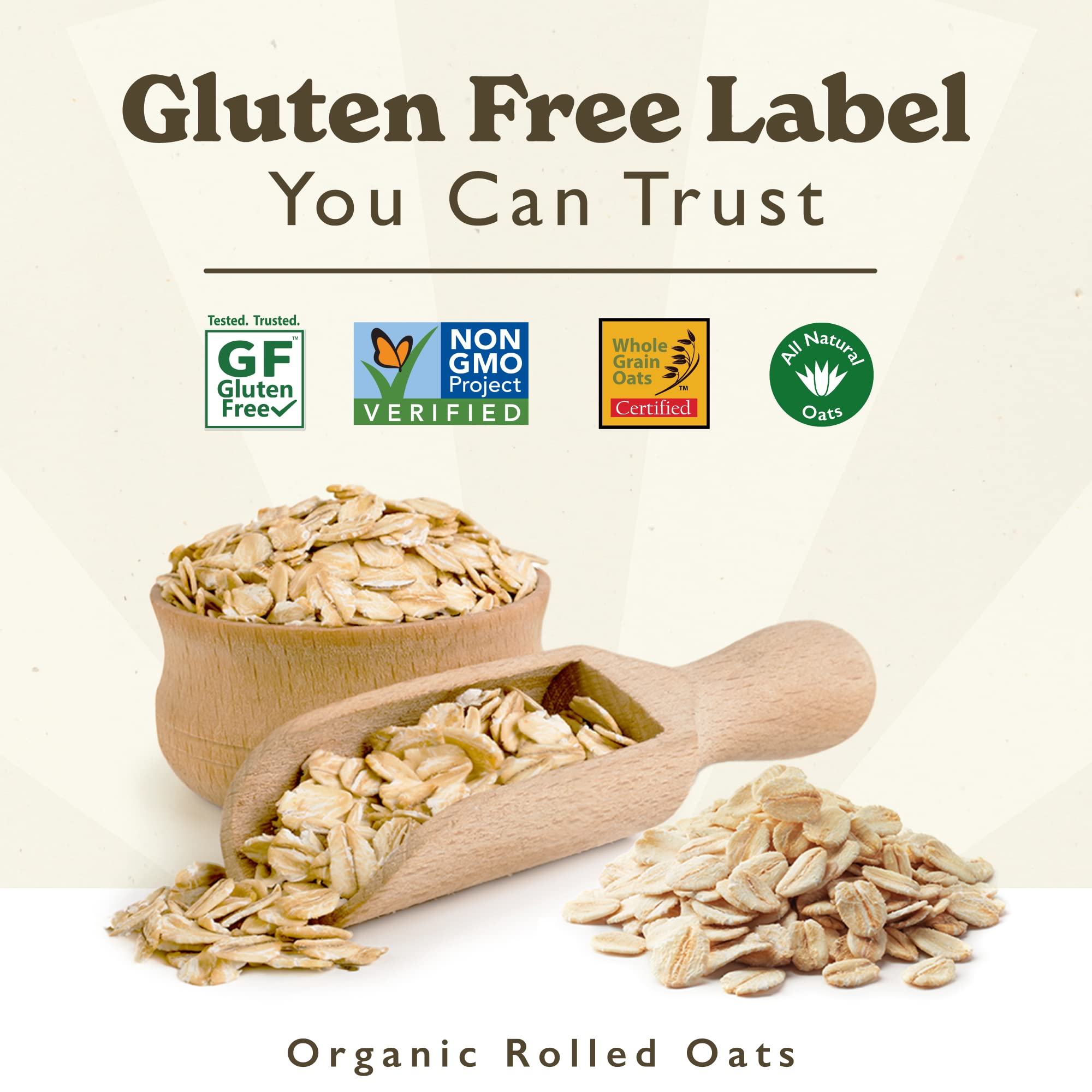 Organic GF Harvest Gluten-Free Rolled Oats - 25 lb Bulk Bag | Non-GMO, Whole Grain, High Fiber Breakfast Oatmeal for Baking, Smoothies & Healthy Recipes (Perfect for Pancakes, Granola & Overnight Oats)