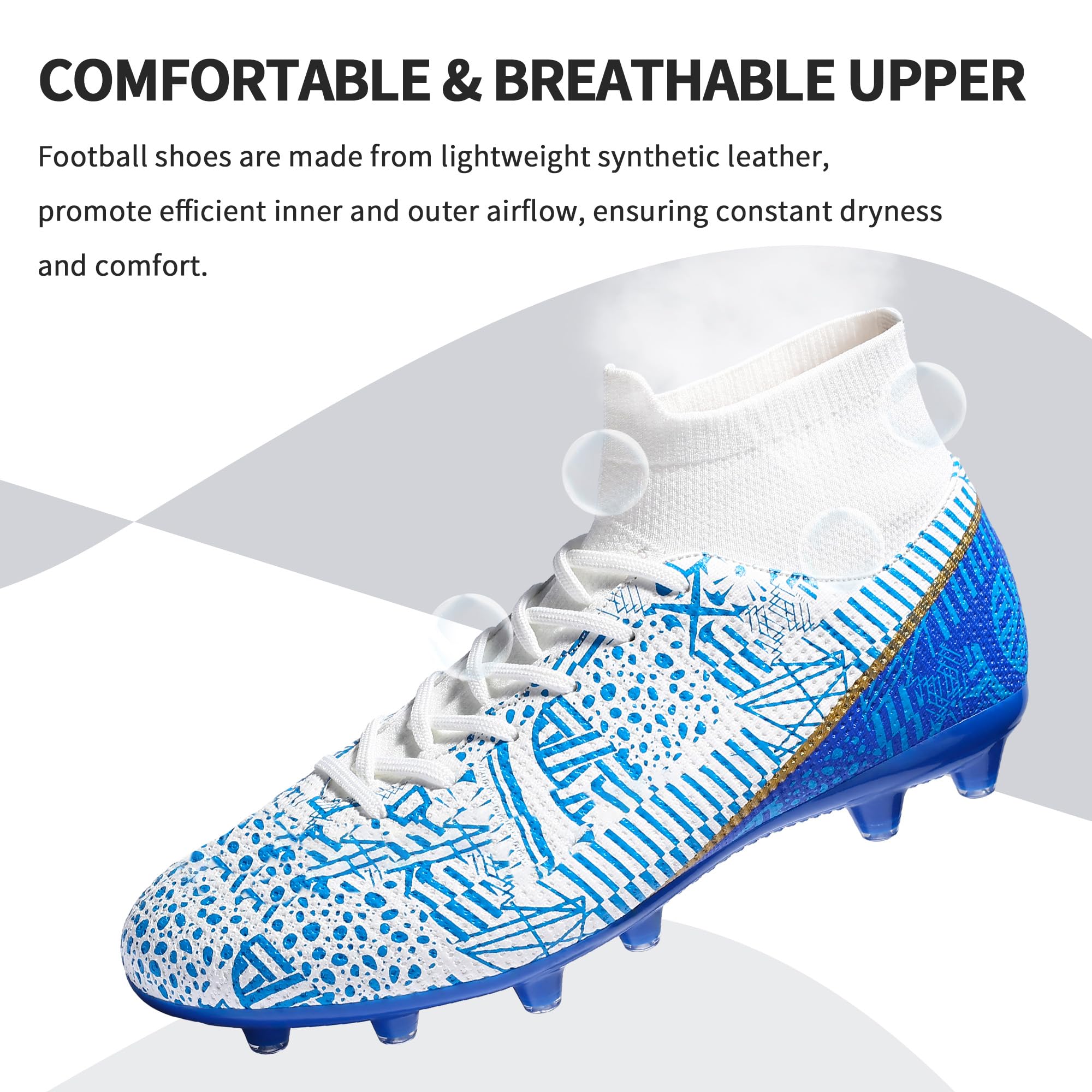 **Men's & Women's Lightweight High-Top Soccer Cleats - Outdoor Football Training Boots for Ground & Turf - Perfect for Matches, Practice & Athletic Performance**