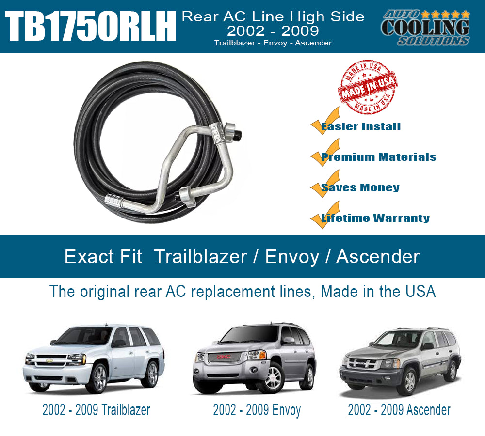 2002-2009 Rear AC High Pressure Line Replacement for Chevy Trailblazer EXT, GMC Envoy XL, Isuzu Ascender - Perfect for AC System Repair & Maintenance