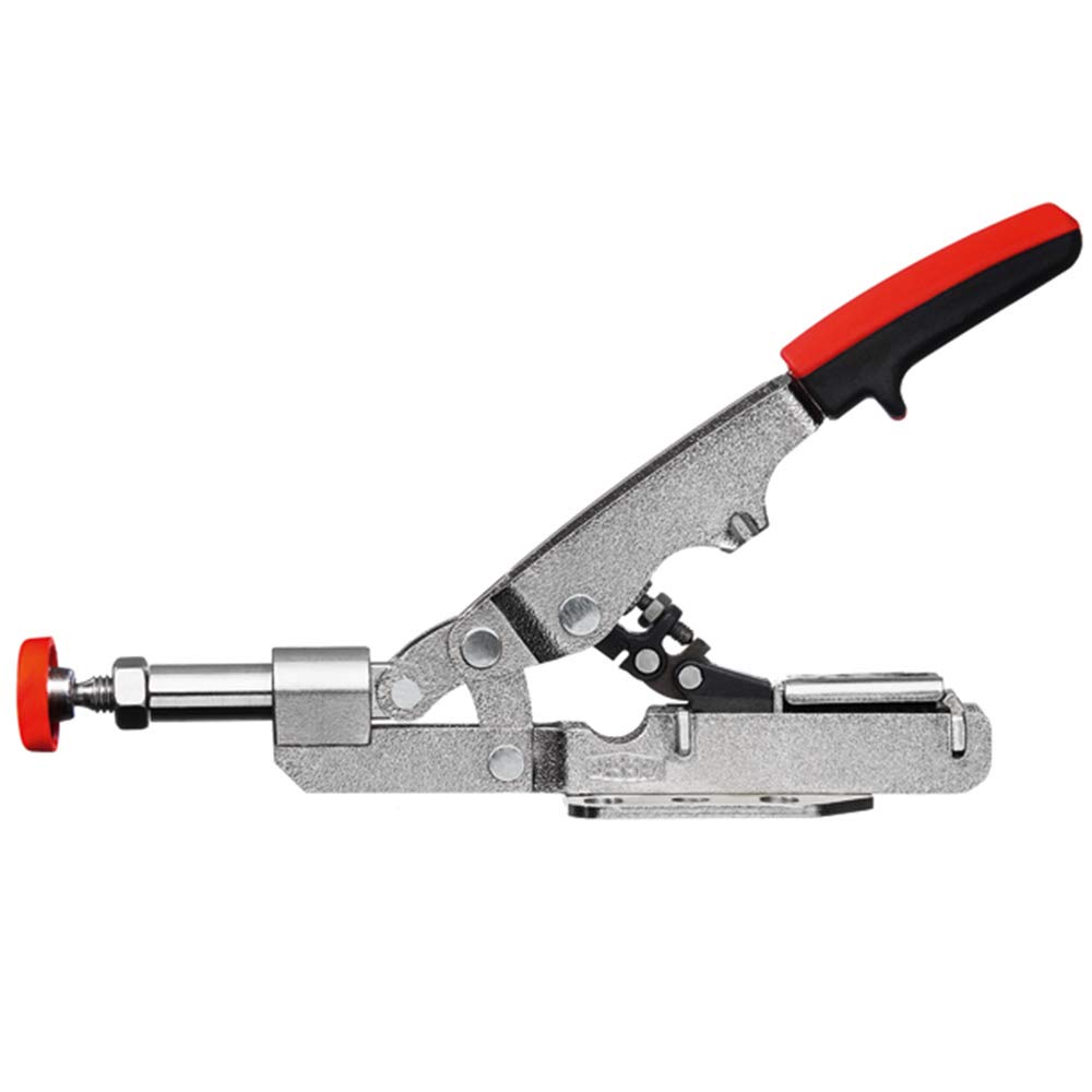Bessey STC-IHH15 Auto-Adjust Horizontal Toggle Clamp - Nickel Plated with In-Line Clamping Action - Perfect for Woodworking, Metalworking, and DIY Projects