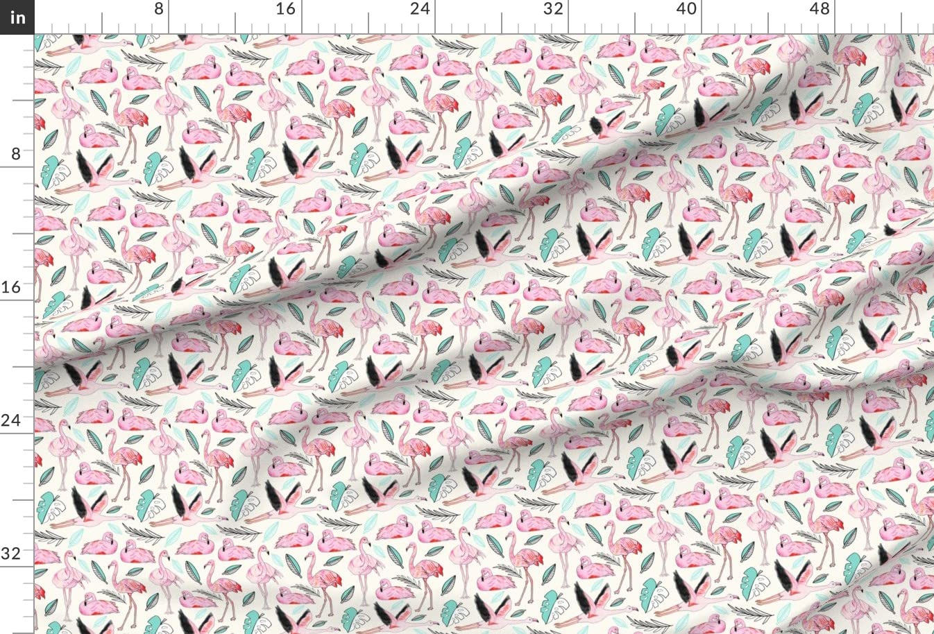 Flamingos Forever Printed Minky Fabric - Pink Tropical Jungle Leaves Design for Baby Blankets, Quilt Backing & Sewing Projects | Soft Plush Fat Quarter Fabric for Nursery Decor, DIY Crafts & Home Textiles