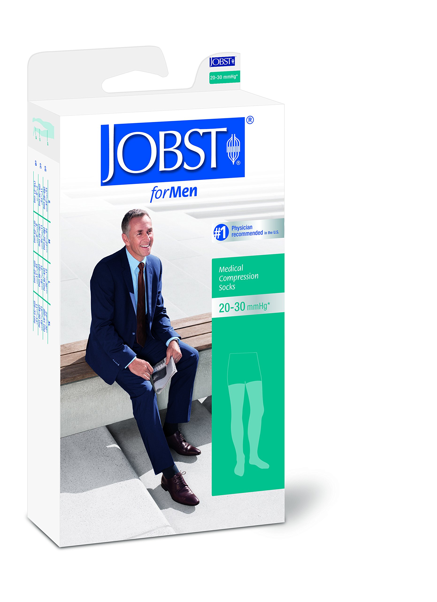 JOBST Men's Compression Socks with Silicone Border - 20-30 mmHg Graduated Support for Circulation, Swelling & Varicose Veins - Perfect for Travel, Work & Recovery