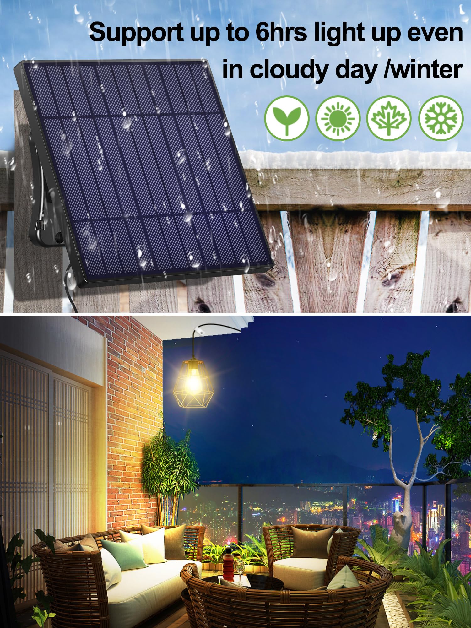 Intelamp Solar Pendant Lights - Indoor/Outdoor Hanging Chandelier with 4000mAh Battery & Remote Control, 16.4ft Cord, Dusk to Dawn Sensor - Perfect for Gazebos, Sheds, Barns, Chicken Coops & Patio Lighting