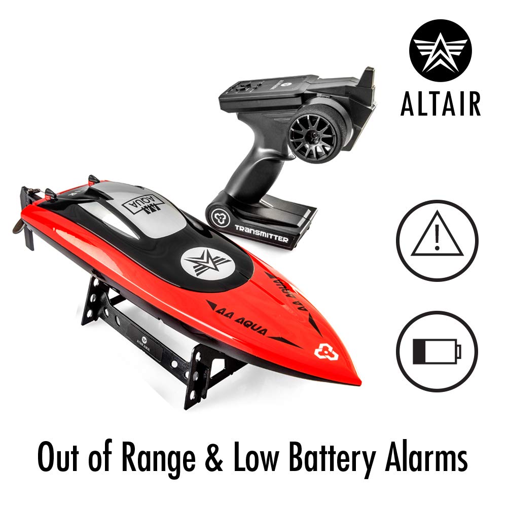 Altair AA102 RED Remote Control Boat - High Speed RC Boat for Pools, Lakes & Rivers | 30 km/h Racing Boat with Water Safety Propeller & Self-Righting System | Includes 2 Batteries | Perfect for Kids & Adults Outdoor Water Play | Free Priority Shipping (Lincoln, NE Company)