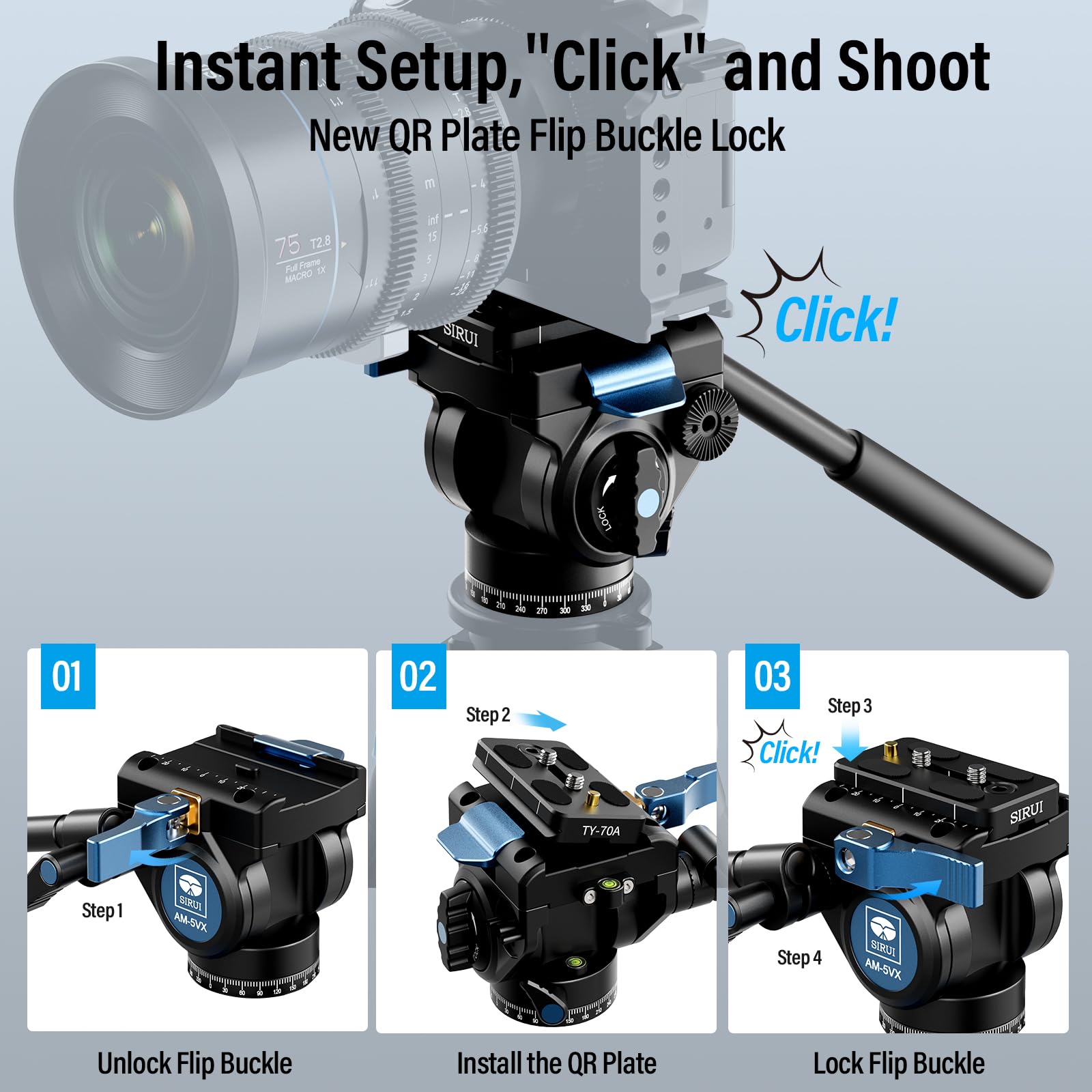 SIRUI ET-1204 4-Section Carbon Fiber Travel Tripod with VA-5X Fluid Video Head - 55.1