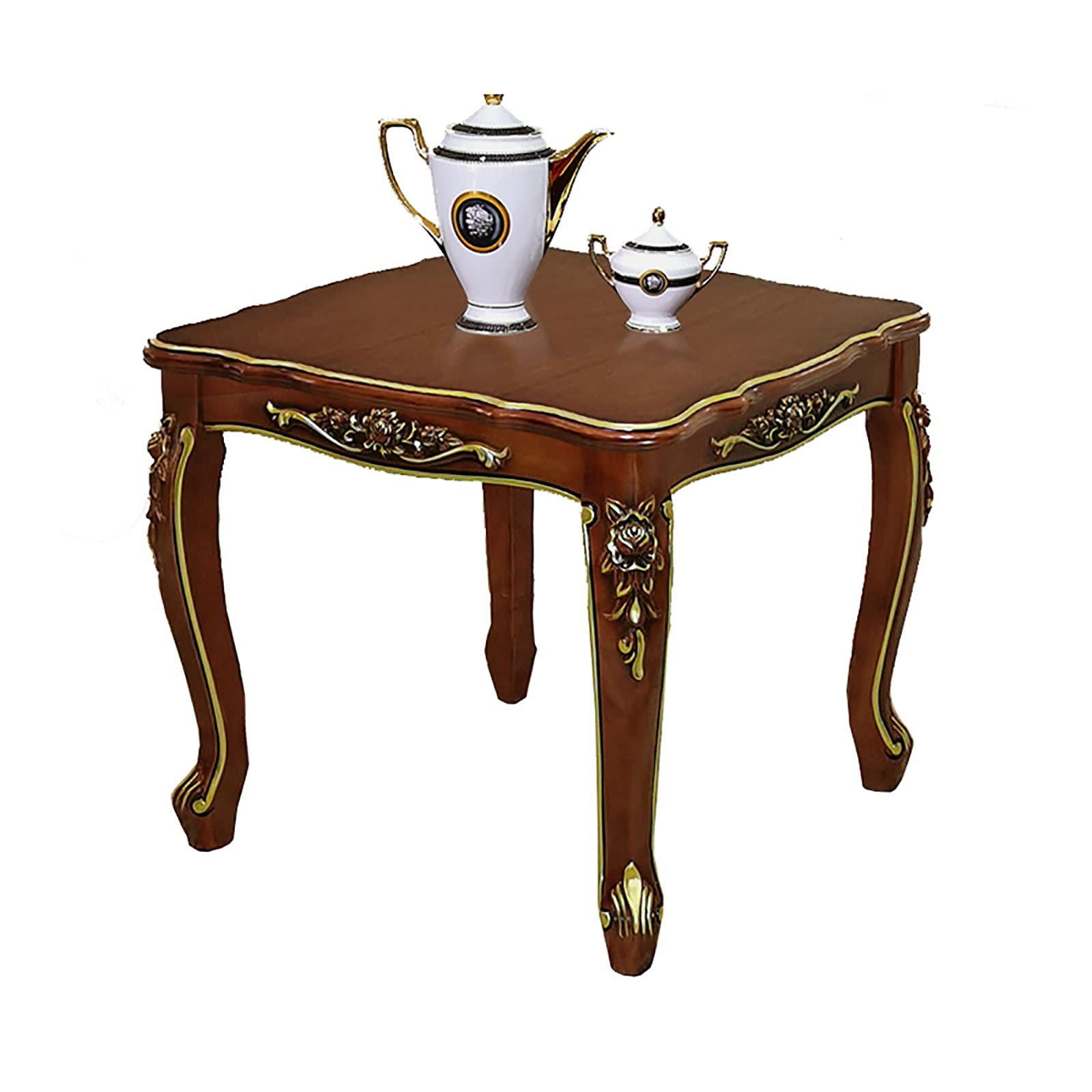 European Style Wooden Coffee Table - 75x75x60cm Square Side Table for Sofa, Bedside, Corner - Perfect for Living Room, Balcony, Bedroom & Small Spaces