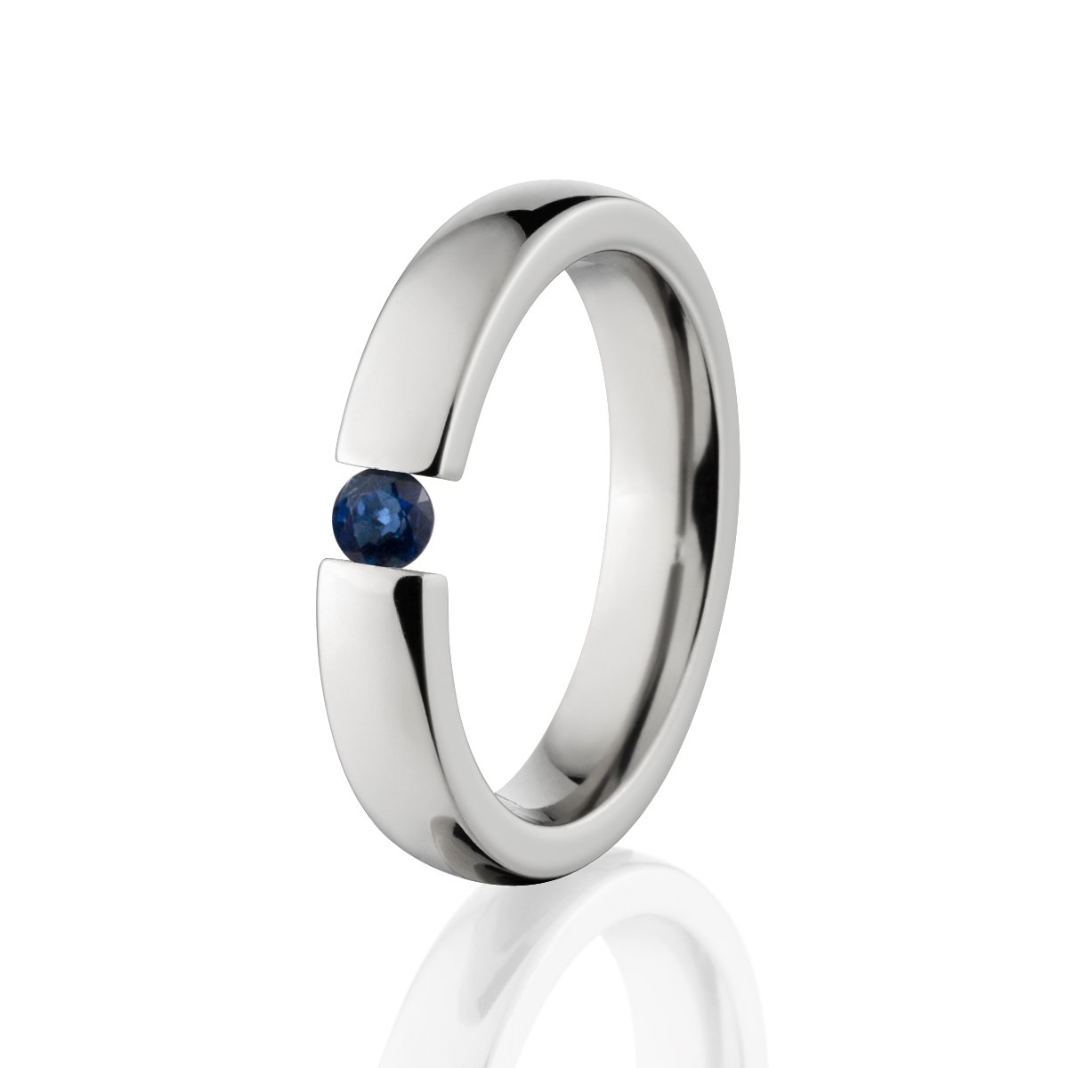 Stunning Blue Sapphire Ring for Women - Titanium Tension Set Wedding Band - Perfect for Engagement, Anniversary & Everyday Elegant Jewelry