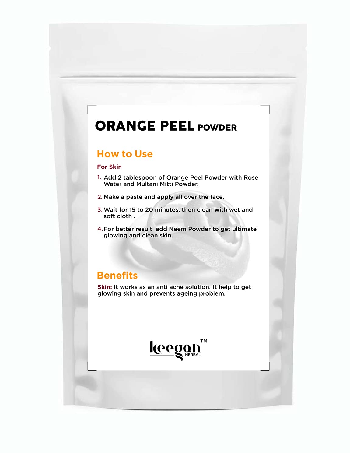 Keegan Herbal Natural Face Powder Combo - Multani Mitti, Orange Peel, Sandalwood, Neem & Hibiscus Powder (50g Each) for Glowing Skin, Acne Treatment & Skin Brightening | DIY Face Mask, Ayurvedic Skincare, Spa Treatment