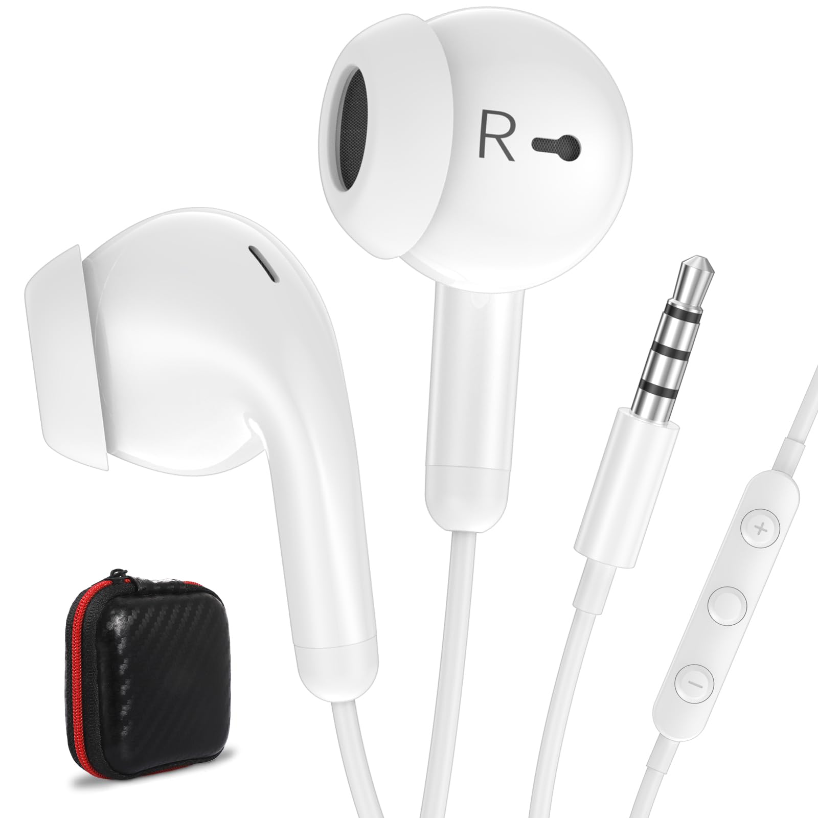 3.5mm Wired Earbuds with Microphone, Noise Cancelling HiFi Stereo Headphones - Perfect for School, Online Classes, Gaming & Work - Compatible with Chromebook, Samsung A42/A32/A15/A14/A12/S10e/A03s (White)