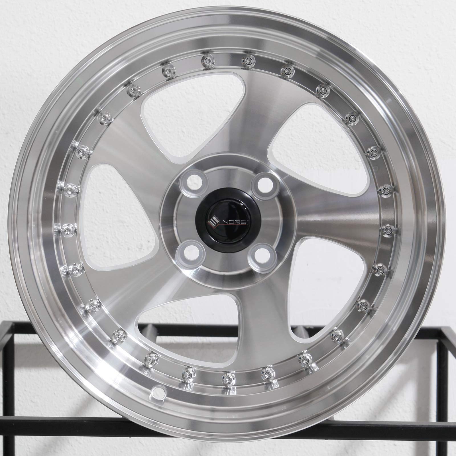 15x8 Vors VR2 Silver Wheel Rim 4x100 Bolt Pattern 73.1mm Hub Bore - Perfect for Honda Civic, Toyota Corolla & Compact Car Upgrades