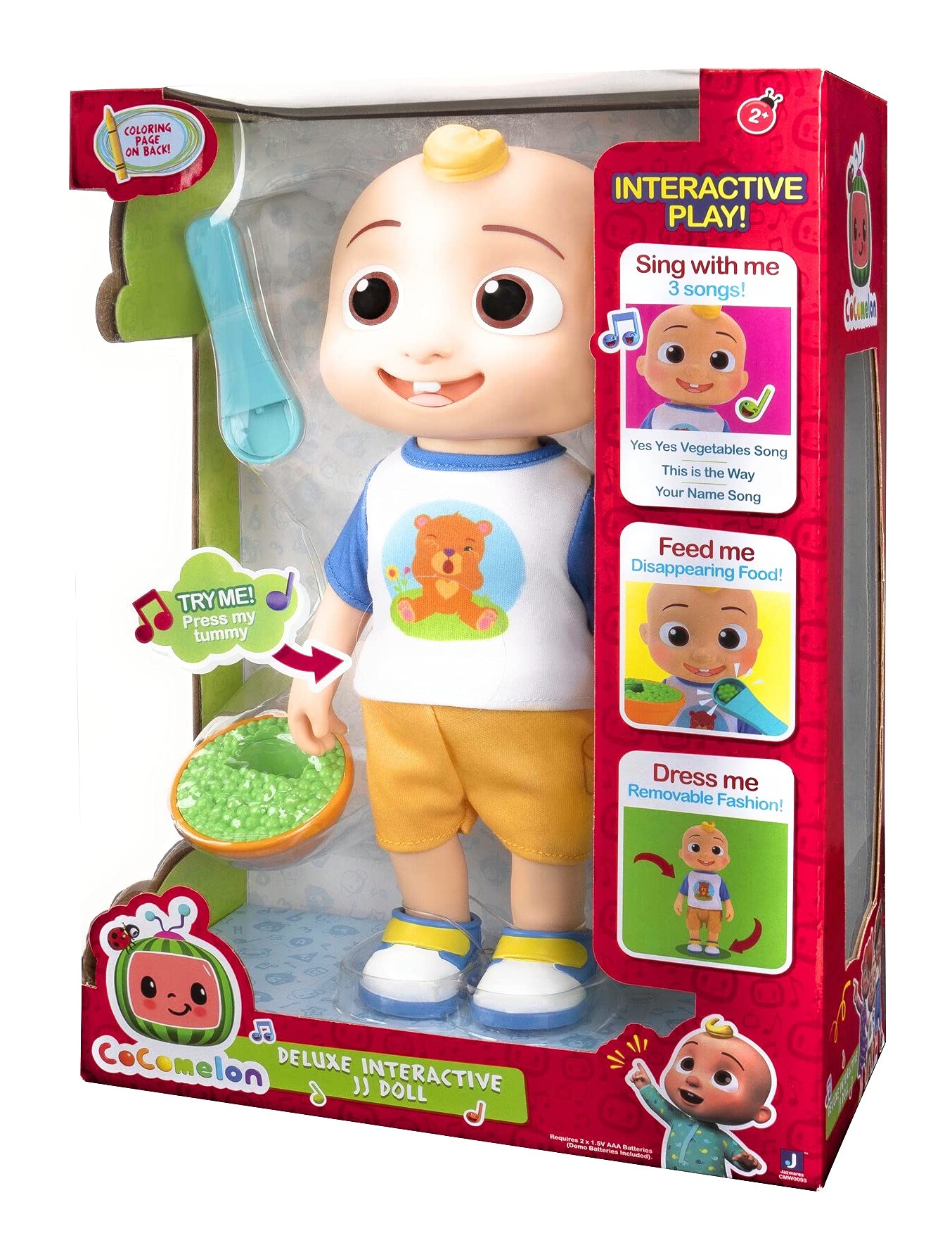 **CoComelon Interactive JJ Doll - Educational Musical Toy with 5 Learning Songs & Phrases for Toddlers 1-3 Years | Best Birthday Gift for Boys & Girls | Encourages Early Development & Sensory Play | Perfect for Playtime, Travel & Learning Fun | Great for Home, Daycare & On-the-Go Interactive Play & Early Education | Ideal for Bedtime Stories, Preschool Learning & Family Bonding Activities**