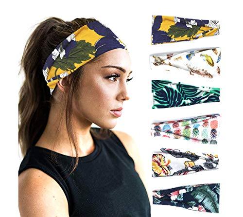 Stylish Printed Hair Bands Set for Women - 6 Pack Fashion Hair Accessories for Ponytail, Bun & Everyday Use - Perfect for Workout, Office & Casual Wear