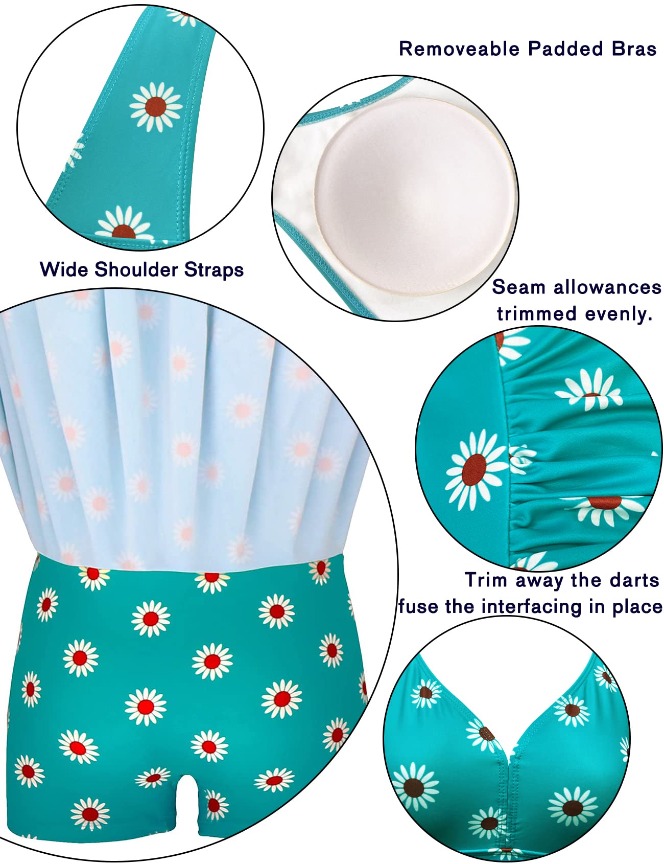 AONTUS Plus Size Tummy Control One Piece Swimsuit for Women - High Waisted Boyshort Bathing Suit for Beach, Pool & Vacation