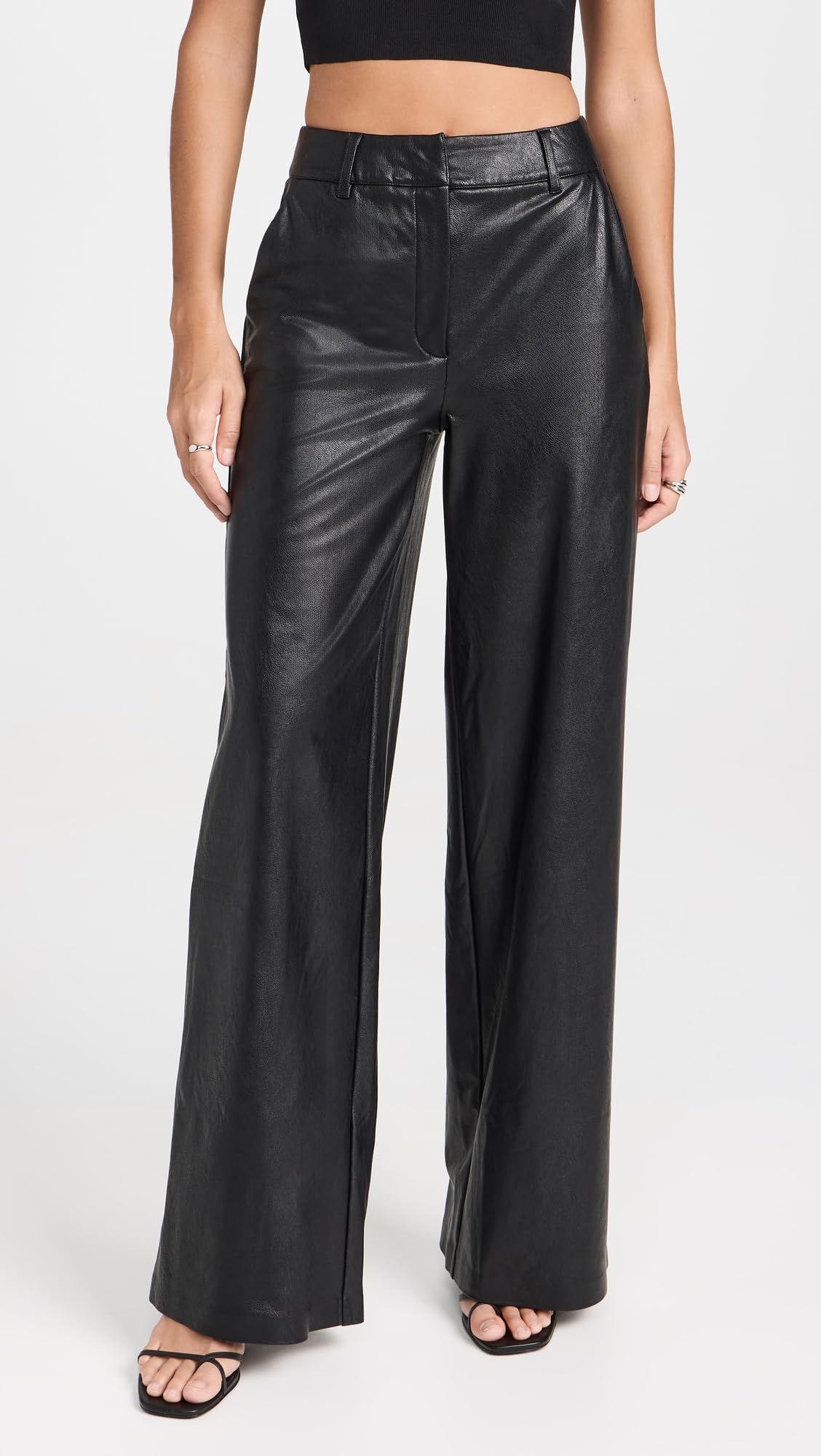 Commando Women's Faux Leather Wide Leg Pants - Stylish High Waist Trousers for Work, Office & Casual Wear