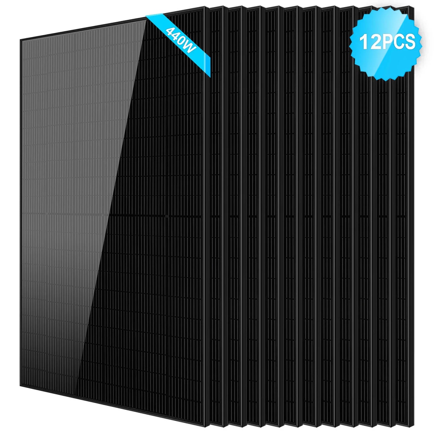 SunGoldPower 440W Monocrystalline Black PERC Solar Panel - High Efficiency Solar Panel for Home, RV & Off-Grid Power - Perfect for Residential, Camping & Emergency Backup
