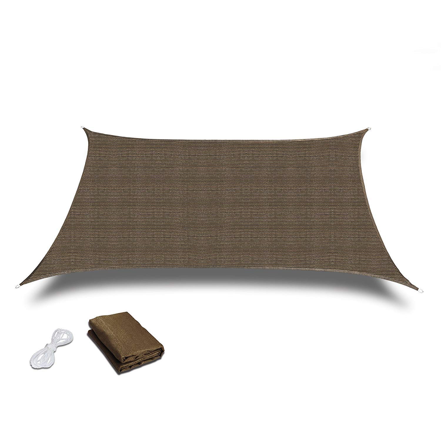26x20 Ft Durable Brown Rectangle Sun Sail Shade - UV Protection Outdoor Patio Fabric for Backyard, Pool & Garden