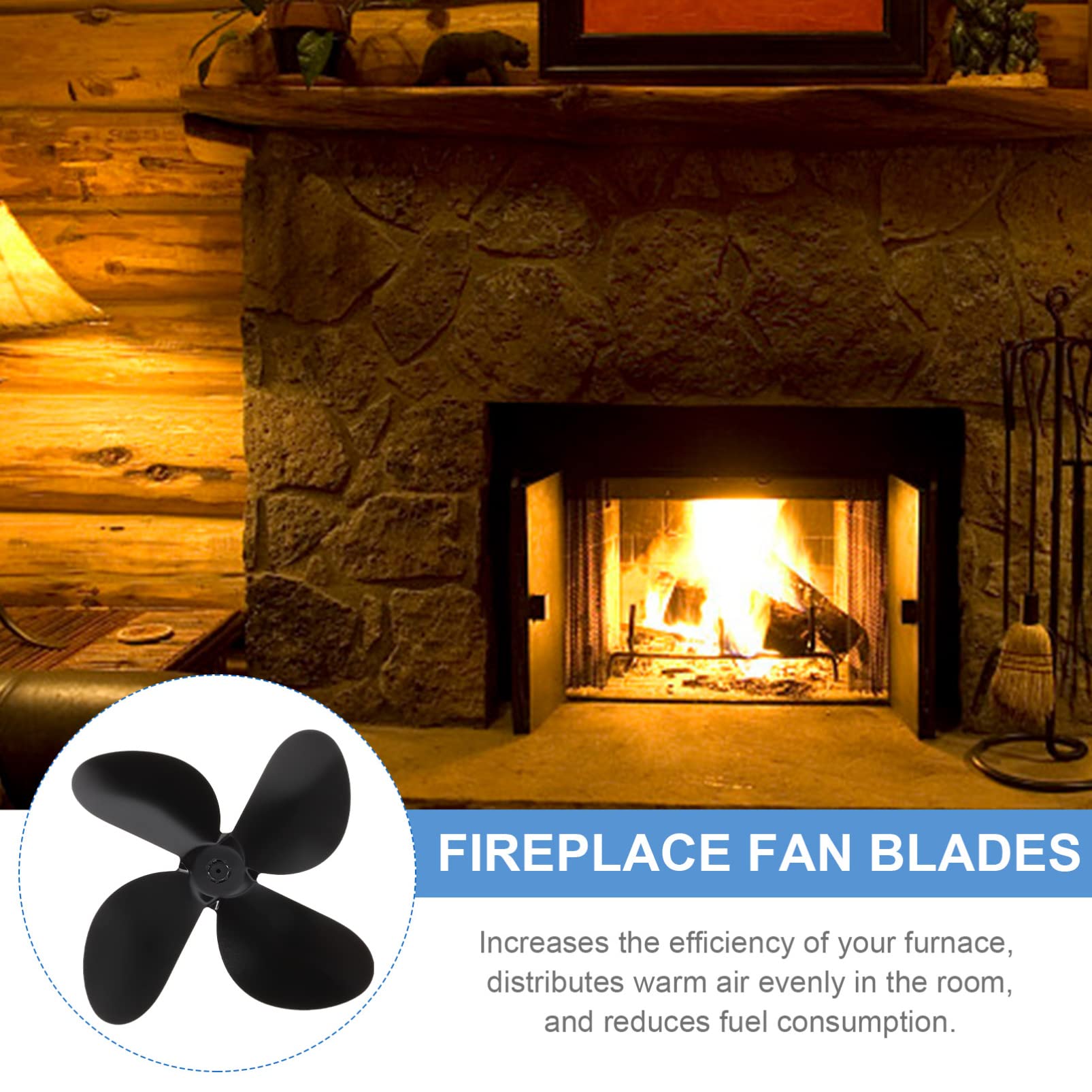 PRETYZOOM 3-Piece Fireplace Stove Fan Replacement Kit - Aluminum Alloy Heat-Powered Fan Parts, Easy Installation & Silent Operation - Perfect for Home Heating, Wood Stove Accessories & Energy Efficiency