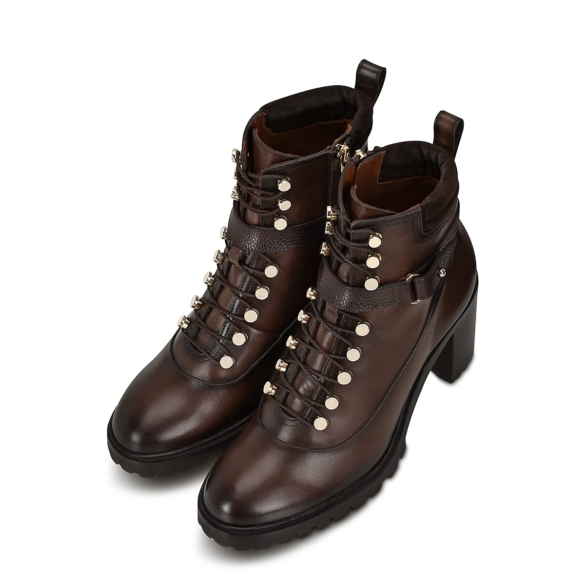 FRANCO CUADRA Women's Genuine Leather Lace-Up Ankle Booties - Stylish & Comfortable for Work, Casual Outfits & Fall Fashion