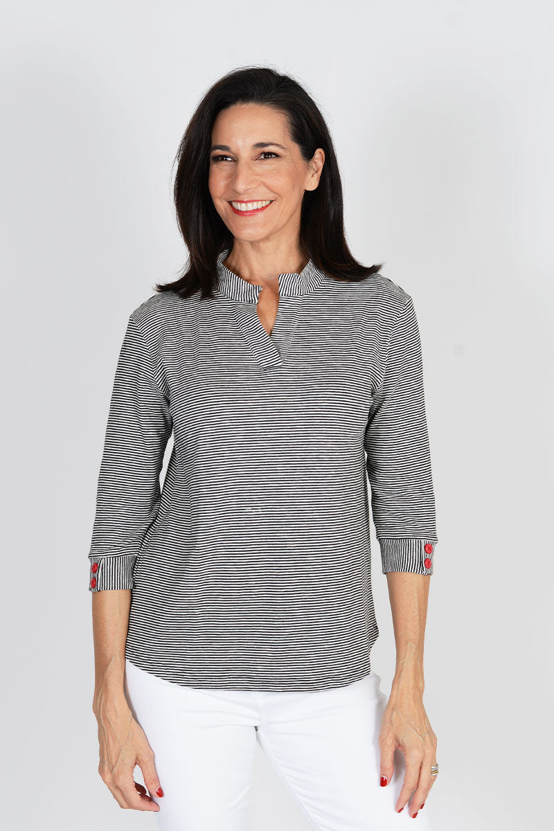 Stylish Striped Button Cuff Blouse for Women | Fashionable Long Sleeve Tops | Perfect for Office, Casual Wear & Date Nights