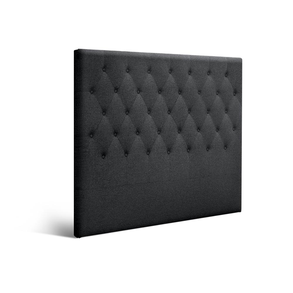 Double Size Cappi Bed Headboard - Charcoal Upholstered Fabric Headboard for Bedroom, Living Room & Guest Room