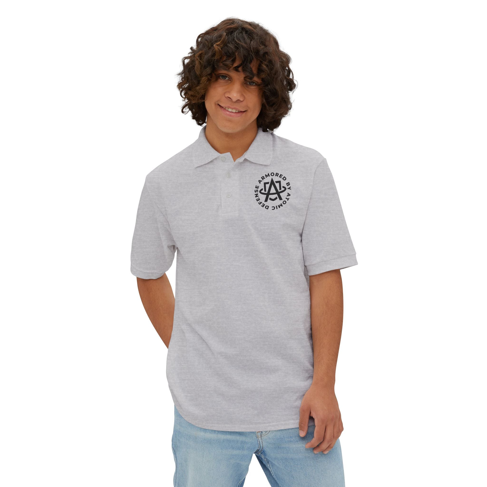 Atomic Defense Men's Performance Piqué Polo Shirt - Moisture Wicking, Breathable & Comfortable for Golf, Tennis & Casual Wear