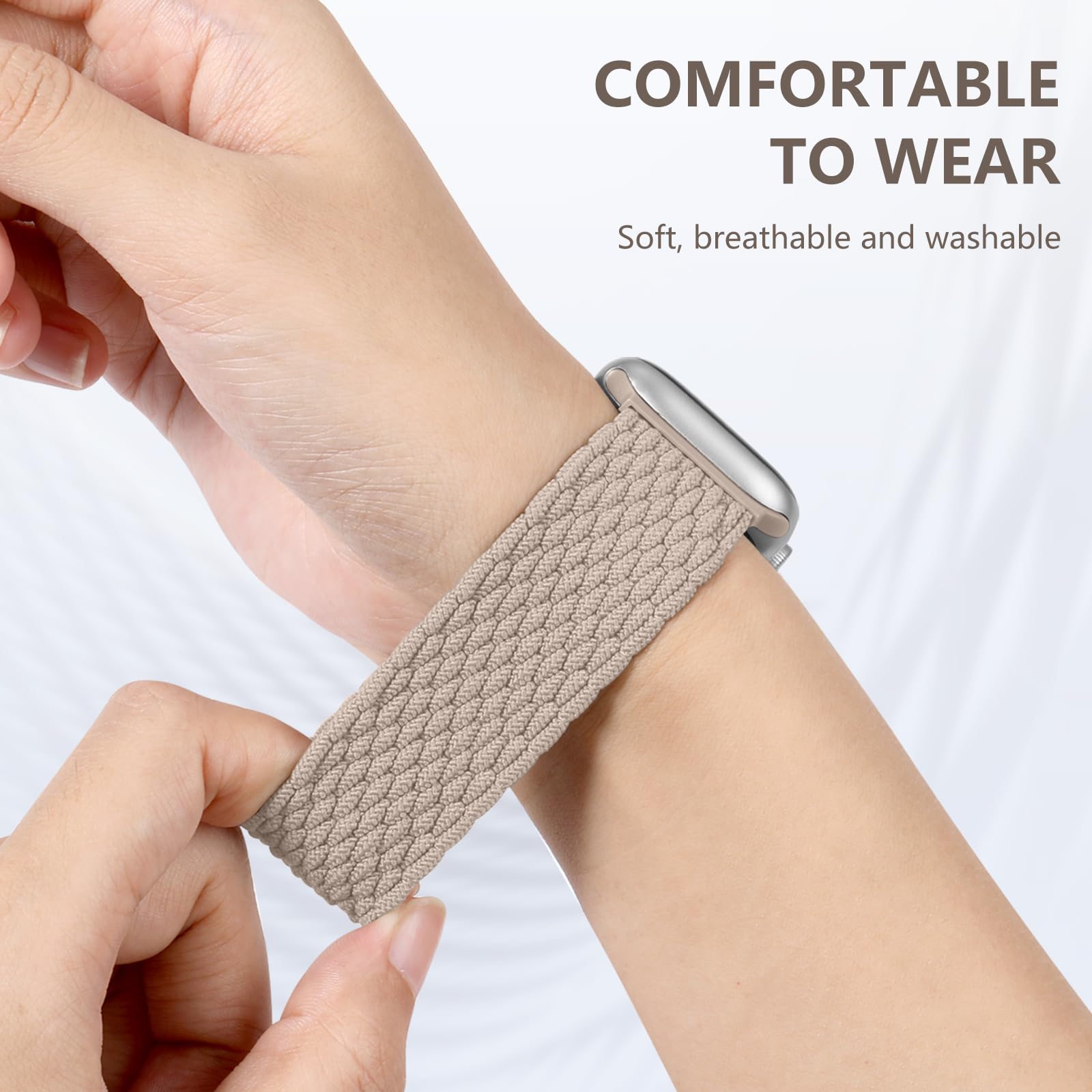 Braided Solo Loop Strap Compatible with Apple Watch 41mm 40mm 38mm - Adjustable Stretchy Elastic Sport Band for iWatch Series 9/8/7/6/5/4/3/2/1/SE/Ultra - Comfortable Lightweight Wristband for Men & Women - Perfect for Workouts, Running & Everyday Wear