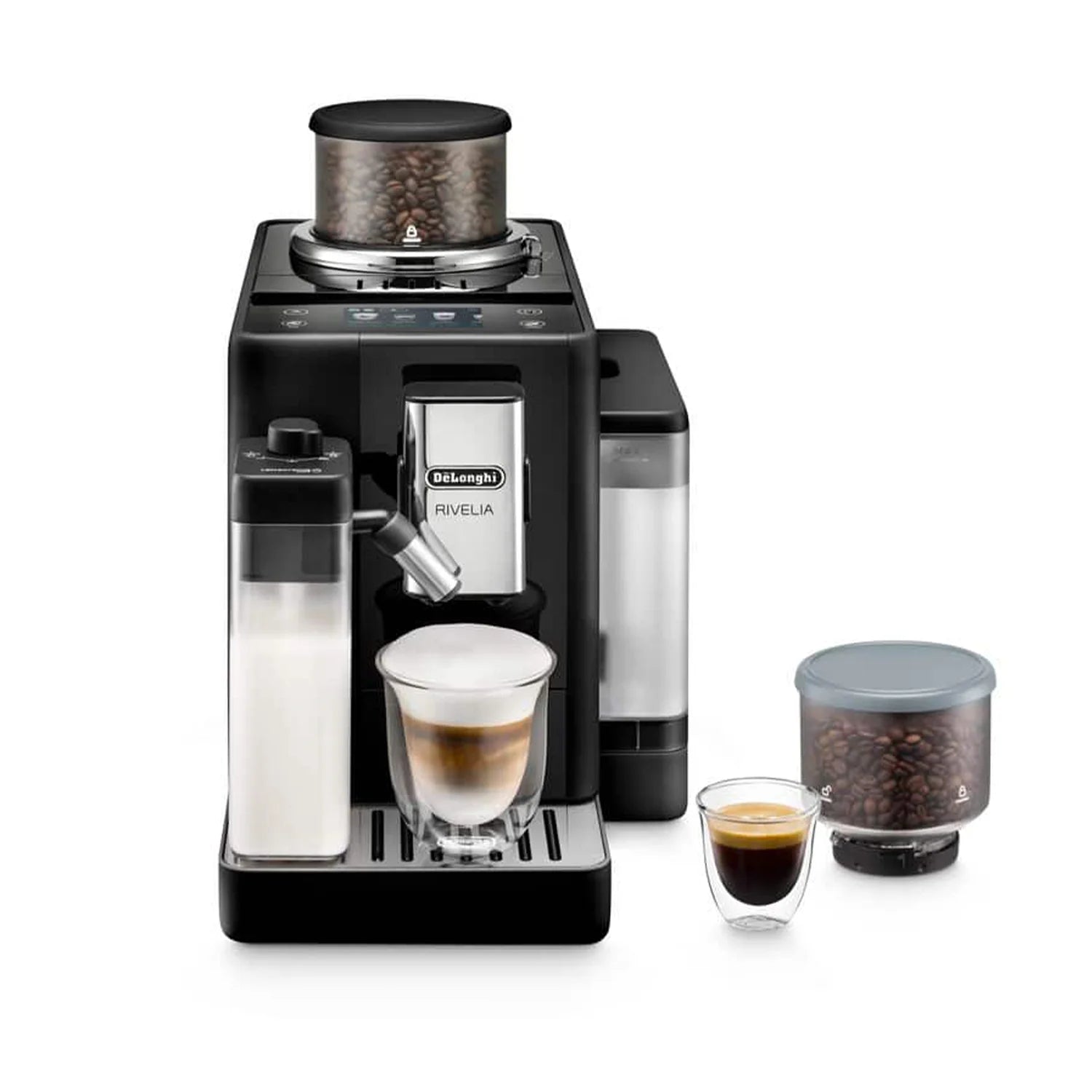 De'Longhi Rivelia Automatic Espresso Machine with LatteCrema System - Onyx Black (Model #EXAM44055B) for Home Barista & Coffee Lovers - Perfect for Espresso, Cappuccino & Latte Making