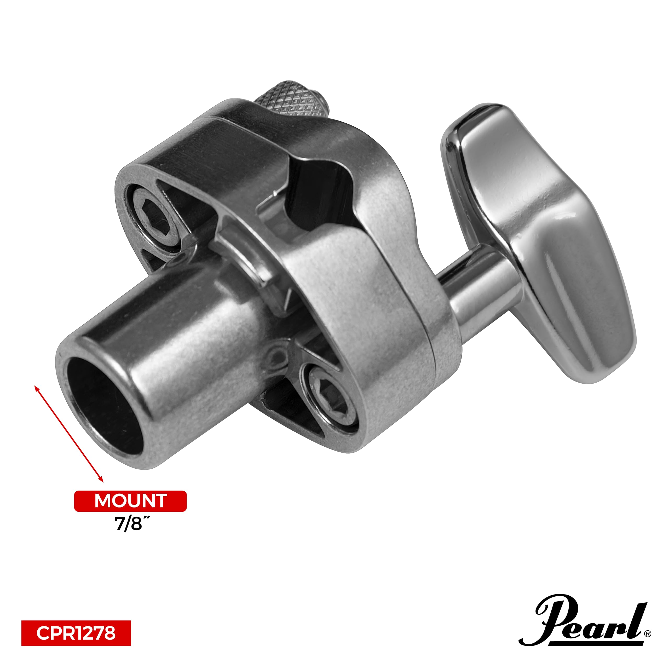 Pearl Tom Mount Drum Hardware - Pipe to L-Rod Conversion Adapter (CPR1278) for Professional Drum Kits & Percussion Setups