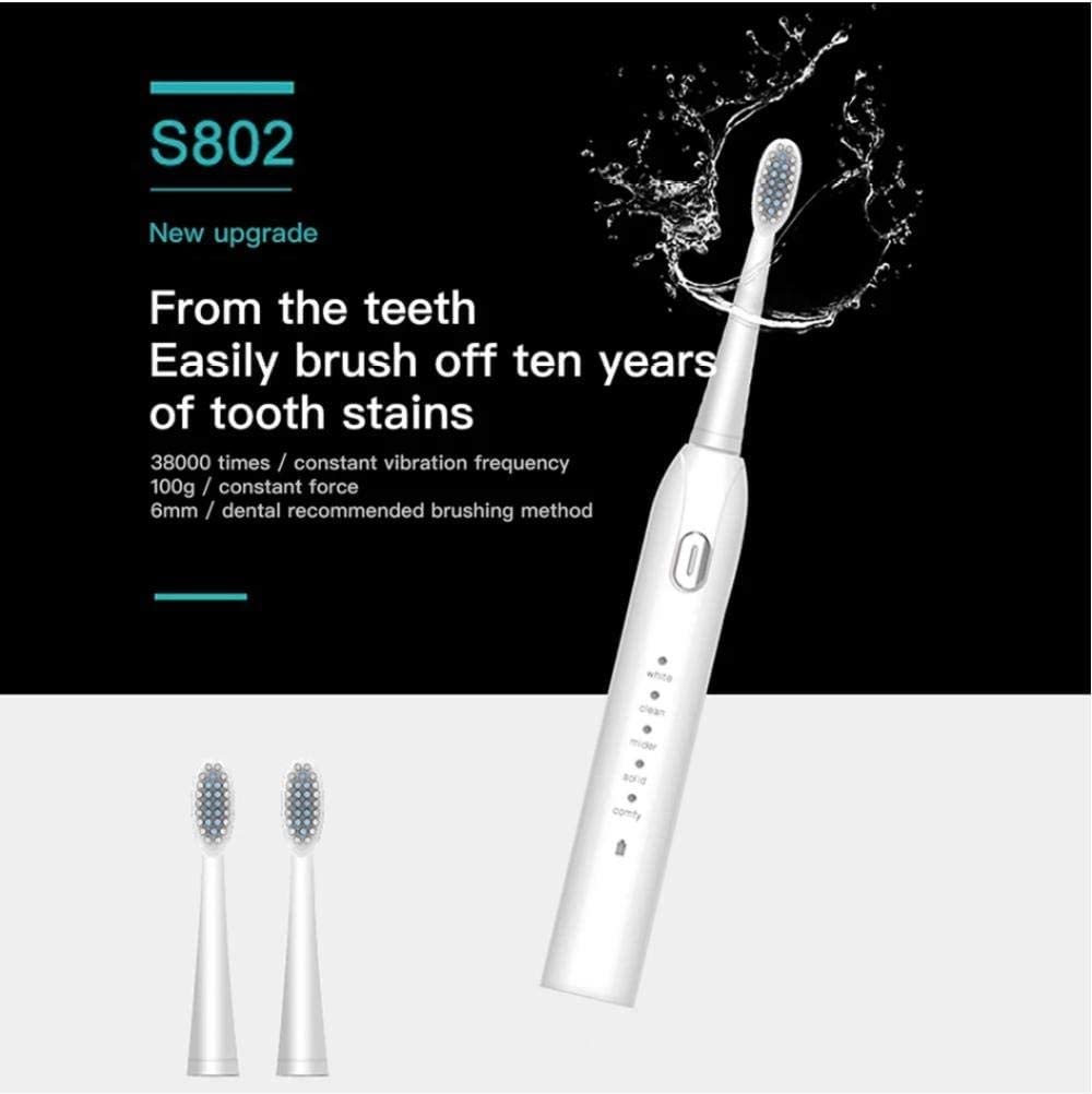 USB Rechargeable Electric Toothbrush with 5 Cleaning Modes & 4 Replacement Heads - Ultrasonic Whitening Toothbrush for Adults (Pink) - Perfect for Home, Travel & Daily Oral Care
