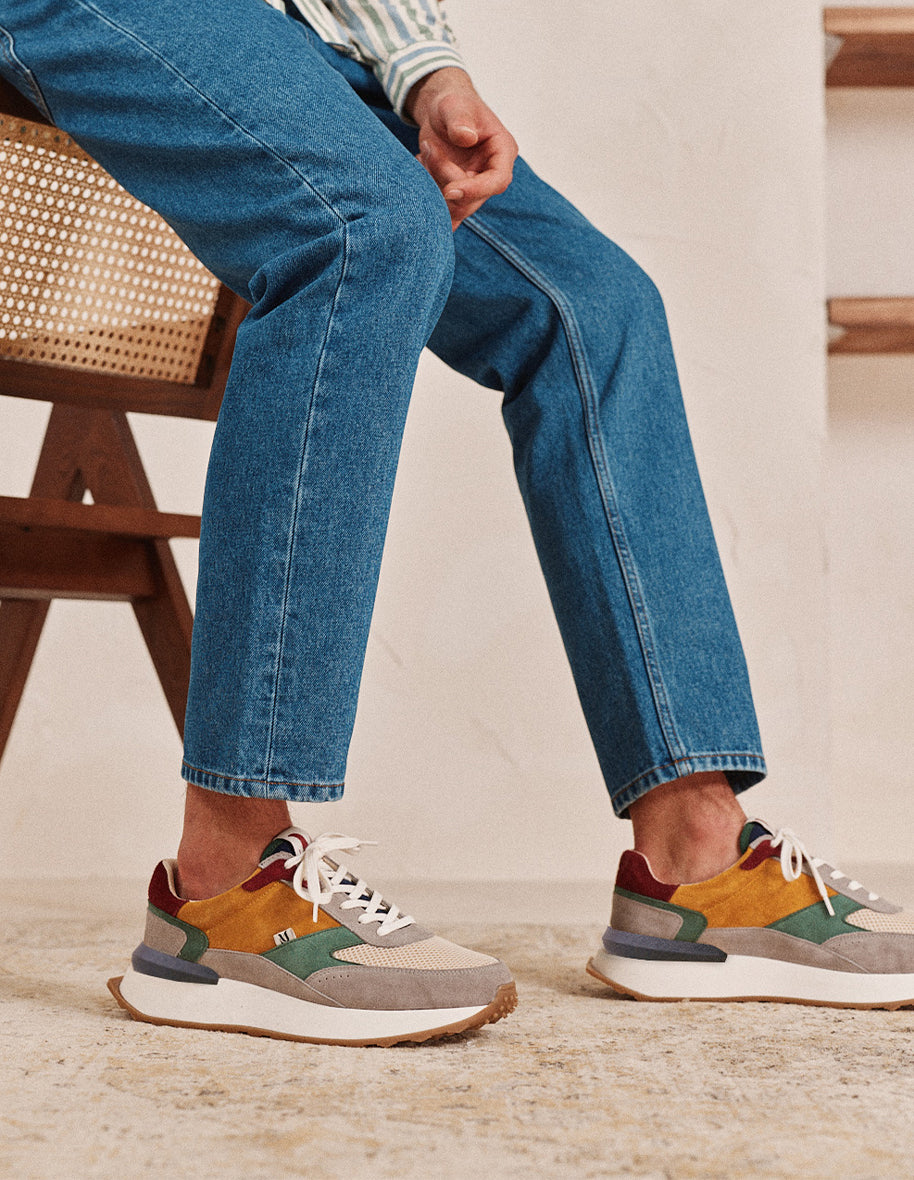 Yael Low Baskets - Suede & Mesh Sneakers in Gray Ecru Pine | Casual Everyday Wear & Light Outdoor Activities