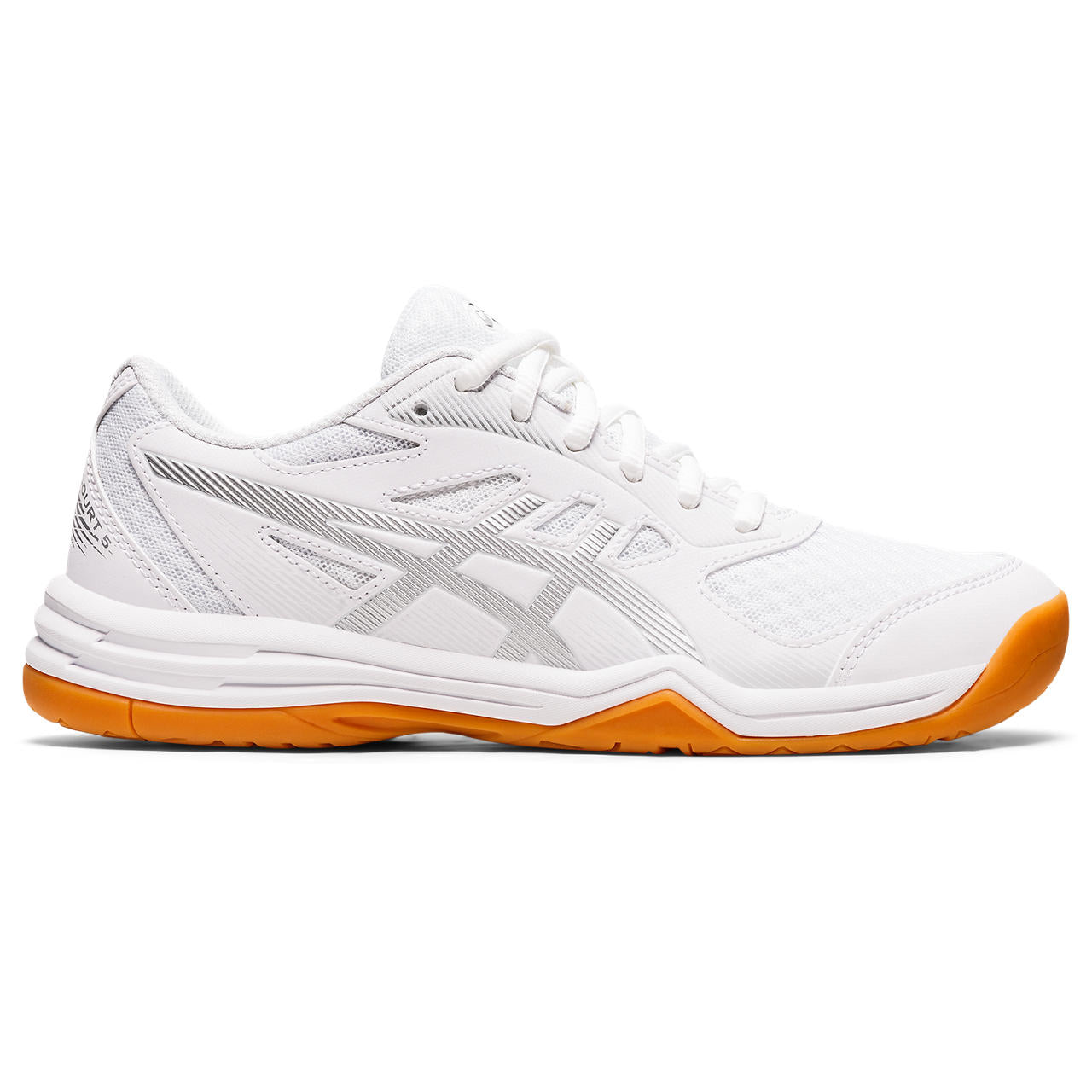 ASICS Upcourt 5 Women's Indoor Court Shoes - White/Pure Silver - Volleyball, Badminton & Squash Shoes for Women - Perfect for Gym, Training & Indoor Sports