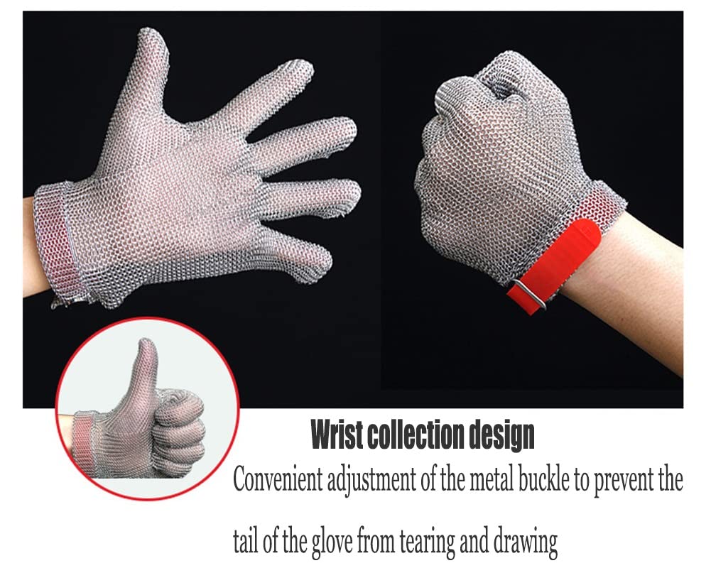 Cut Resistant Stainless Steel Gloves for Gardening, Wood Carving & Glass Cutting - Safety Work Gloves with Chainmail Protection (2PCS, XL) - Ideal for DIY Projects, Construction & Food Handling