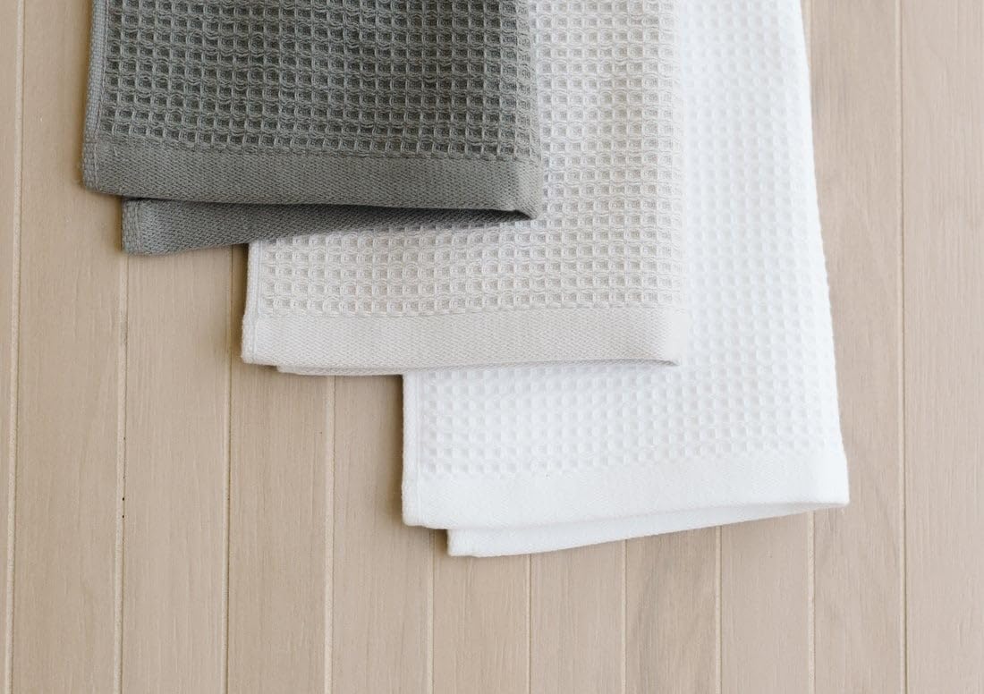 Cozy Earth White Waffle Terry Washcloths - Ultra Soft Cotton & Bamboo Viscose Blend, Plush & Highly Absorbent for Gentle Skin Care | Perfect for Bath, Spa & Baby Care