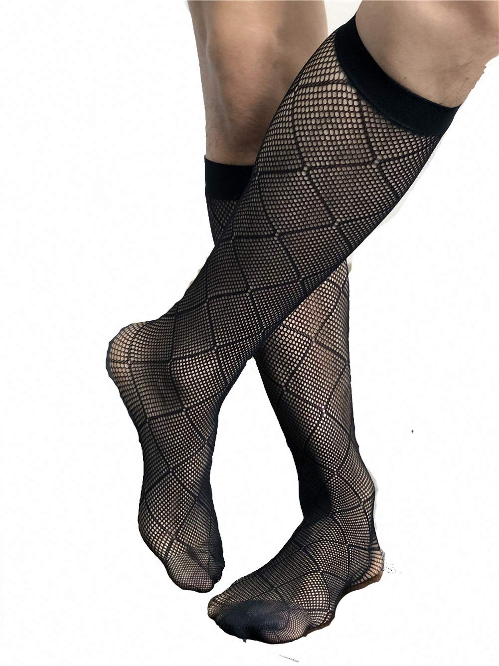 Goobester Men's Formal Business Suit with Sheer Fishnet Dress Socks - Perfect for Office, Parties & Special Occasions