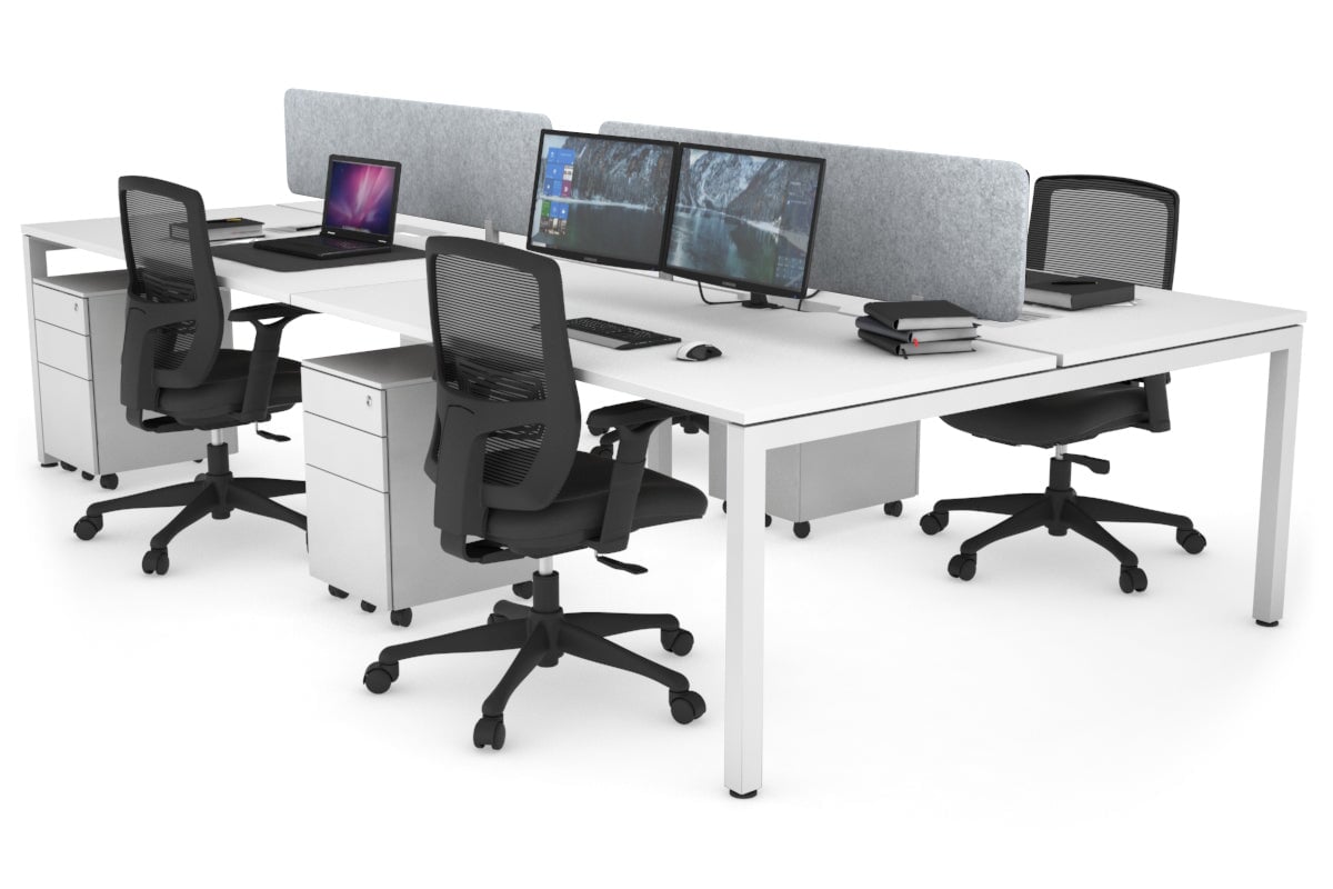 4-Person Office Workstation with Quadro Square Legs - 1800L x 800W Desk with Cable Management Scallop | Perfect for Collaborative Workspaces & Open Office Environments