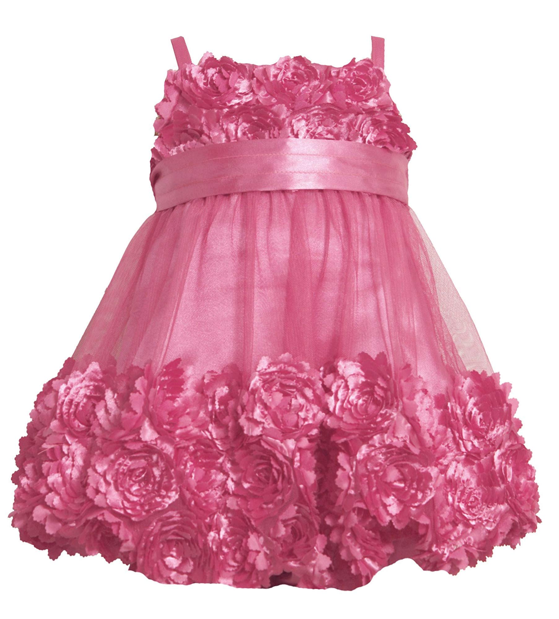 Bonnie Jean Baby Girls Flutter Sleeve Rosette Bubble Dress - Fuchsia Pink, Size 3M-24M | Perfect for Birthday Parties, Photo Shoots & Special Occasions