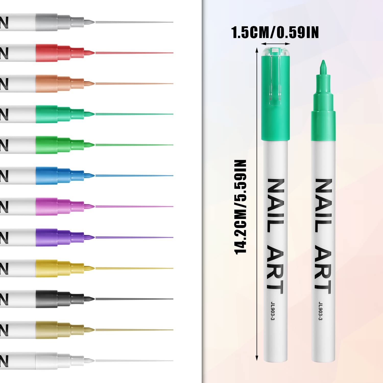12-Piece 3D Nail Art Pen Set - Fine Tip Nail Gel Polish Pens for DIY Nail Design, Manicure & Nail Graffiti (12 Vibrant Colors) - Perfect for Home Nail Art, Salon Professionals & Creative Nail Enthusiasts